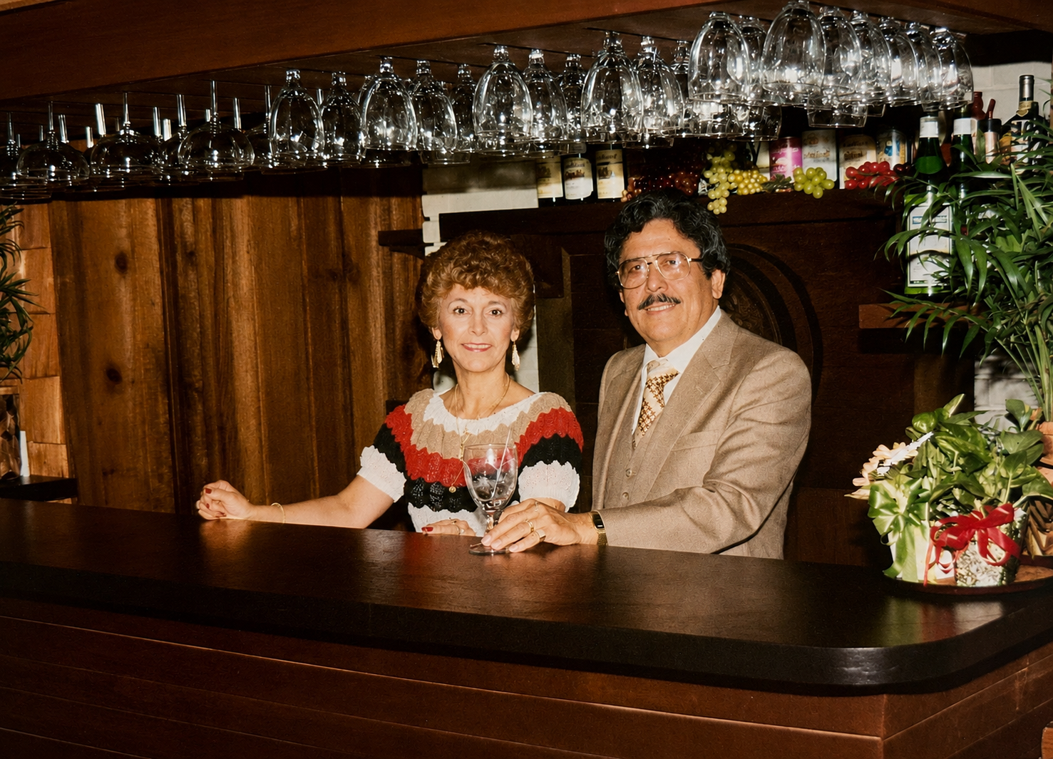 Silverio and Delia Trujillo behind the restaurant bar